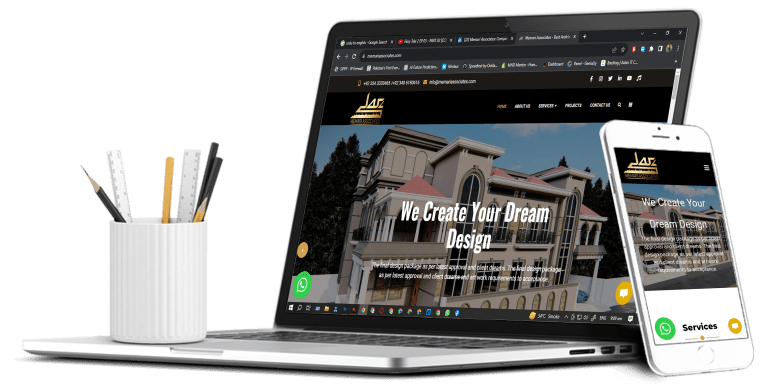 memari associates website in responsive look on laptop screen provided by mhd digital technology.